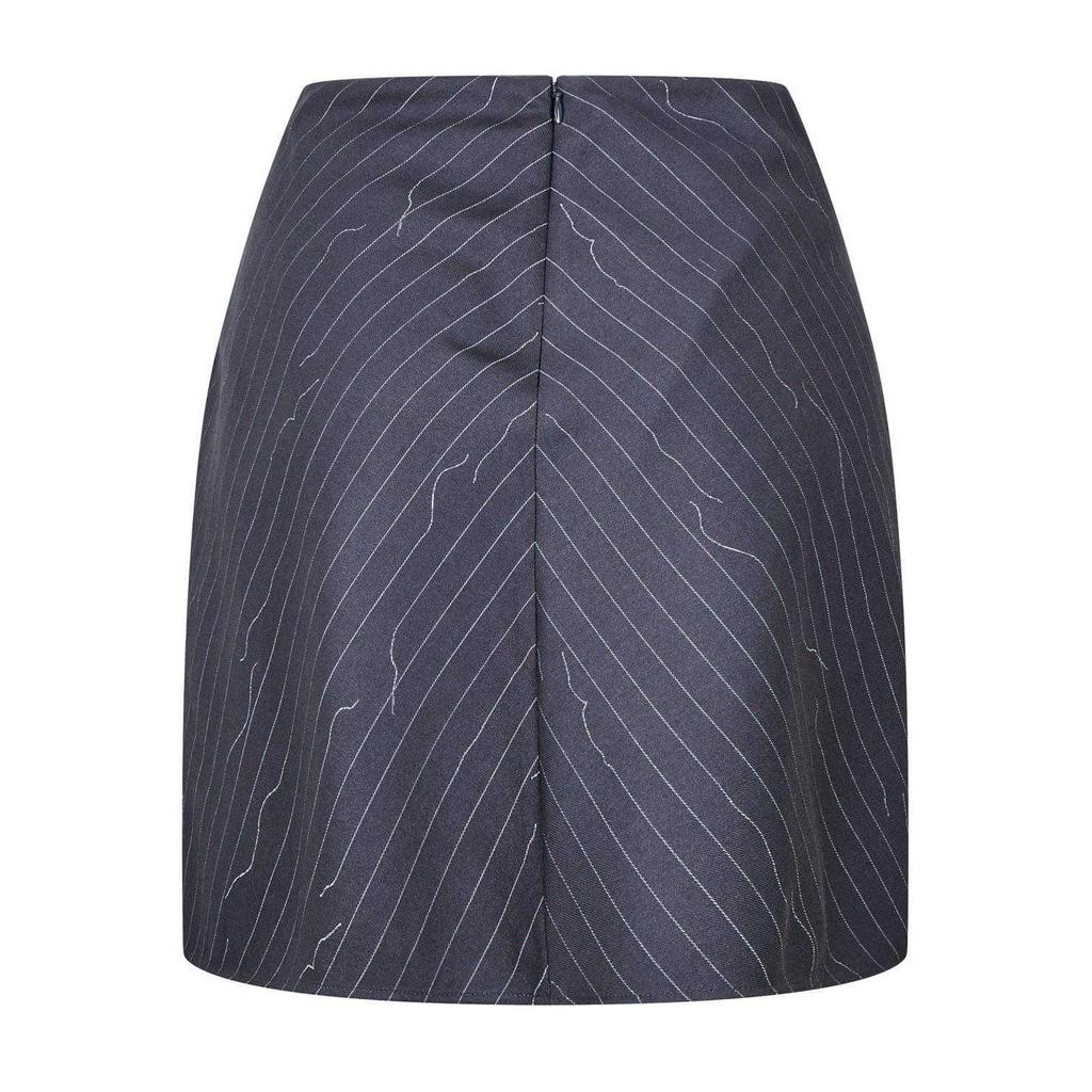 Off White Womens/Ladies Pinstripe Wool Blend Slim Mini Skirt