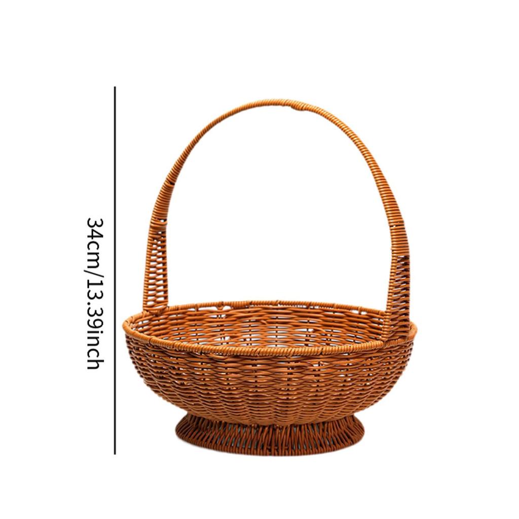 Handwoven Basket Round Storage Basket Practical Multifunction Picnic Basket Decorative Basket for Holiday Wedding Party Decor