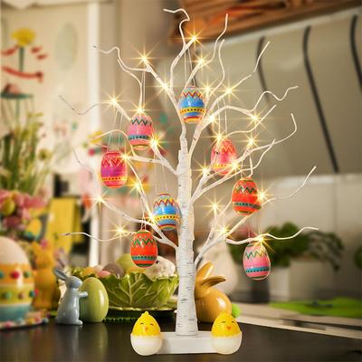 62cm Easter Birch Tree Led Light Decoration For Home Easter Egg Hanging Ornaments 2026 Happy Easter Party Decor Kids Gift Favors