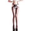 Women Sexy Tight Stockings Hollow Straps Oil Shiny Aurora Sockings Ultra-Thin Transparent Silky Smooth Open Crotch Pantyhose