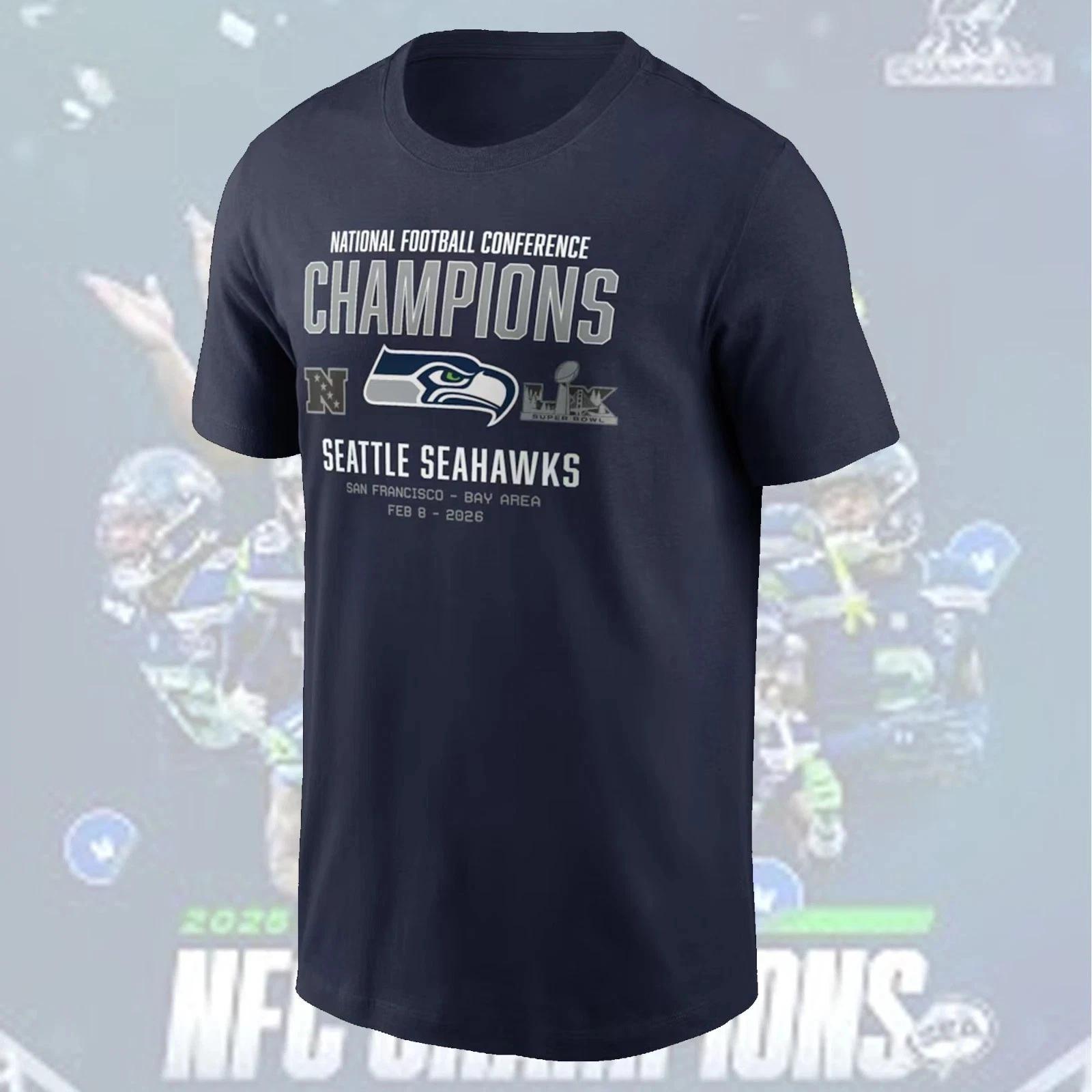 Seattle Seahawk 2025 AFC Champions Team Nation Shirt For Fans S