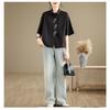 DIMANAF Summer 2026 Women Plus Size New Blouse Shirt Short Sleeve Casual Loose Lady Tops Shirts Cotton Print