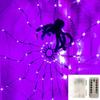 96LED Battery Powered Halloween LED Spider Web Light with Remote Spiderweb Purple Lights String for Garden Halloween Party Decor