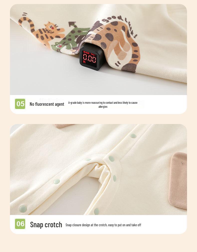 Spring & Autumn Pure Cotton Baby Jumpsuit - Newborn Crawling & Home Pajamas