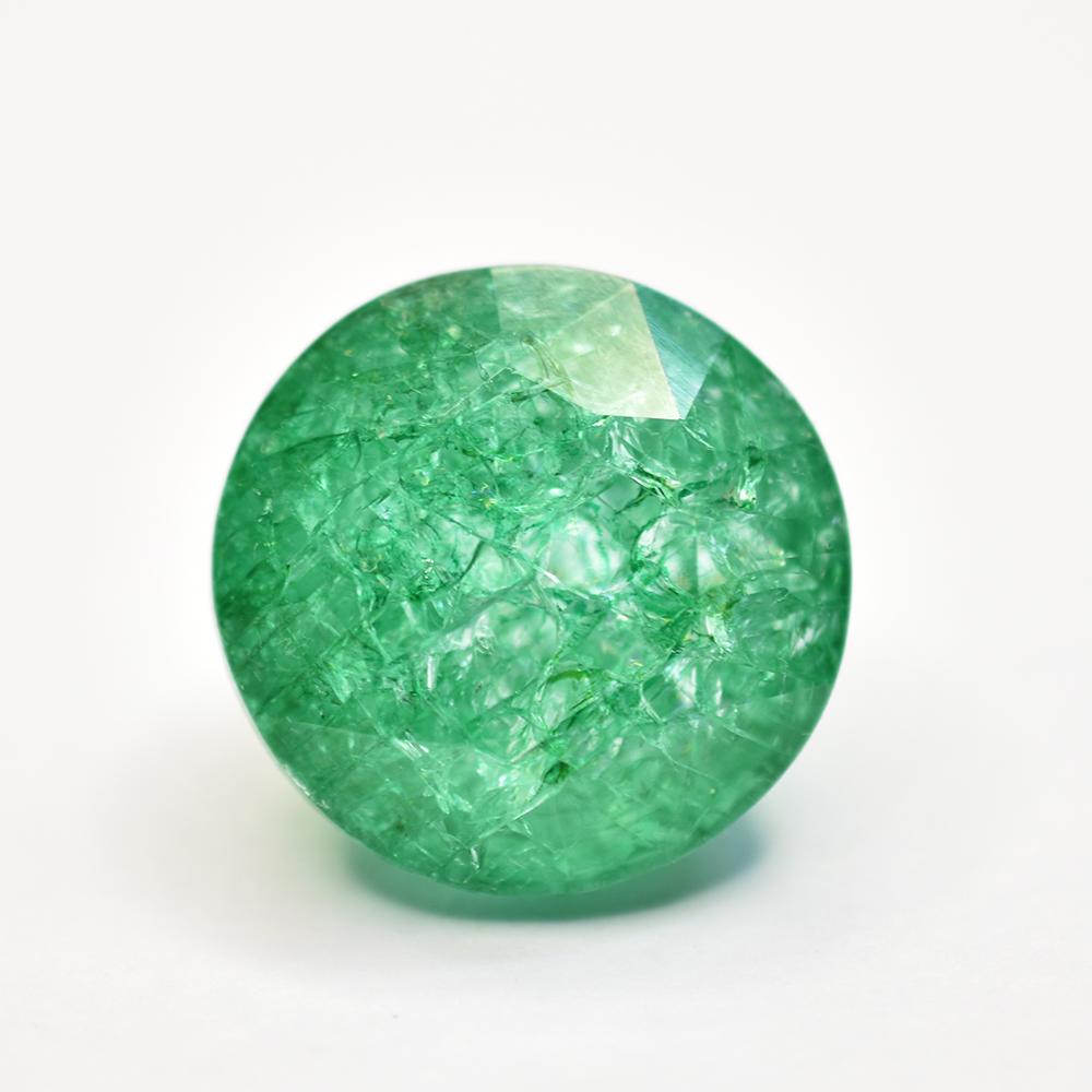 Natural Green Emerald Loose Gemstone Round Cut 34.40 ct for Jewelry Making and Gem Collections