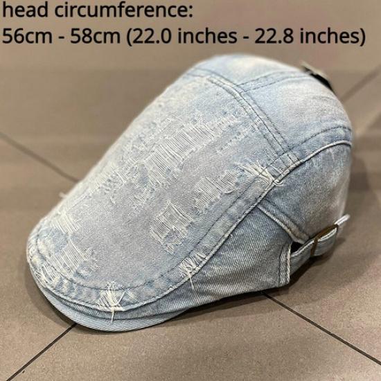 Женская Регулируемая Джинсовая Берет Кепка Шляпа Рваная Потертая Кэбби Ретро Стиль Повседневная