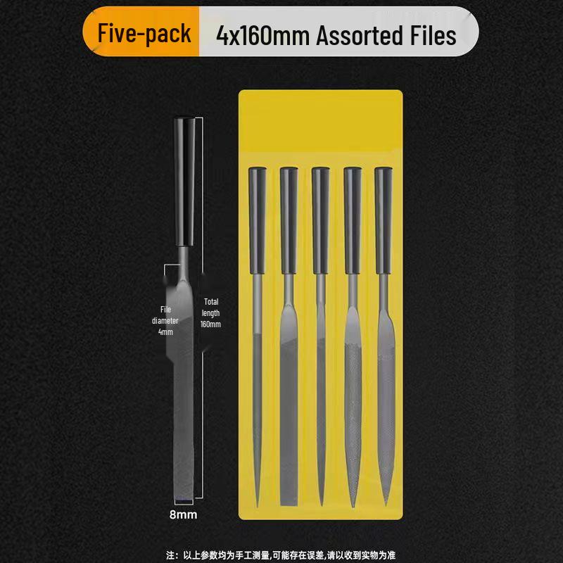 Mini Assorted Steel File Set: Triangular & Flat Files for Metal & Wood Grinding