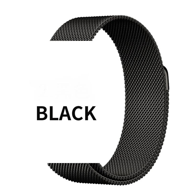 Milanese Loop Gold Luxury Stainless Steel Metal Watch Band Magnetic Smart Watch Strap for Apple Watch Sizes 38 40 42 44 45mm 20 mm чёрный