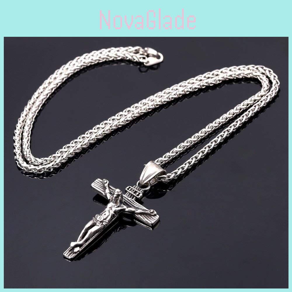 Retro Geometric Titanium Steel Men's Cross Pendant Necklace Personalized Steel Chain Jewelry Wholesale
