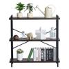 Metal Bookshelf Rustic Bookshelf 3-Tier for Living Room Bedroom & Office
