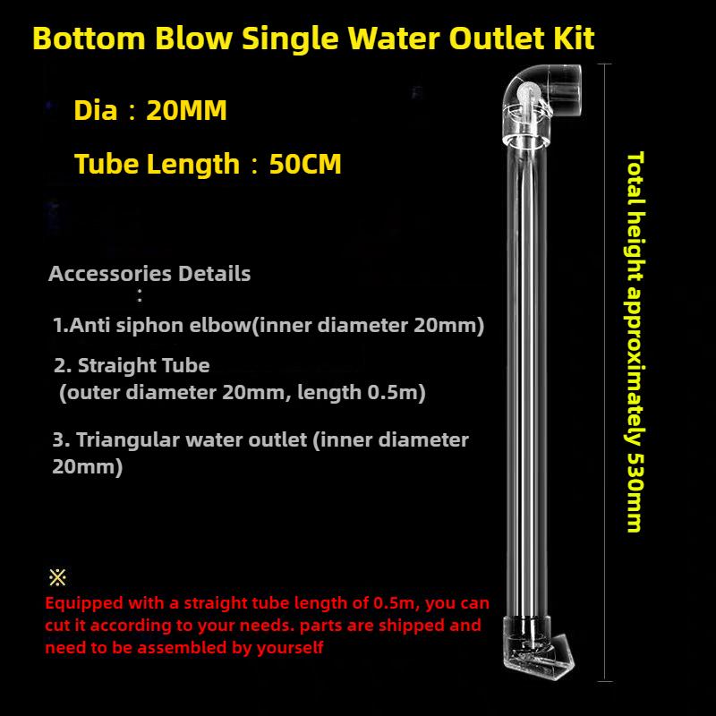 

Transparent Acrylic Water Outlet Tube Bottom Fish Tank Filter Tube Triangle Duckbill Outlet pipe Bottom Blowing Fish Feces Kit