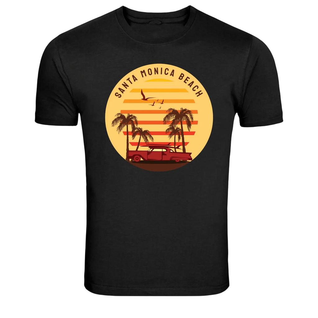 Santa Monica Beach Retro Sunset Graphic T-Shirt