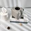 Roll Paper Box Multifunctional Square Large Diameter High Capacity Reusable Pen Holder Faux Leather Napkin Paper Case Desktop Sundries Organizer