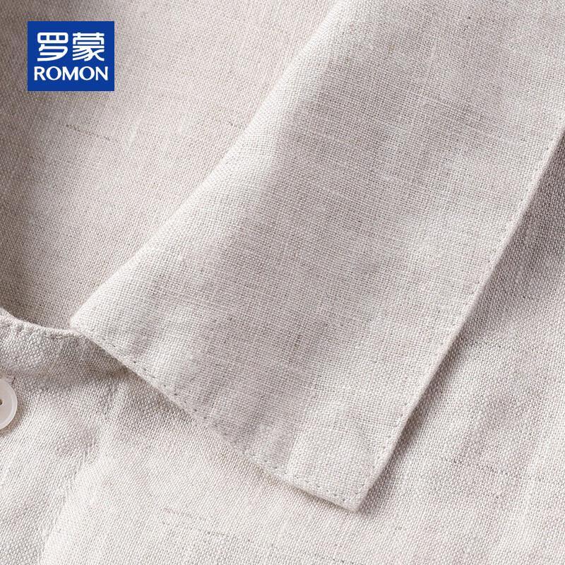 ROMON Men's Linen Short-Sleeve Chinese Style Shirt