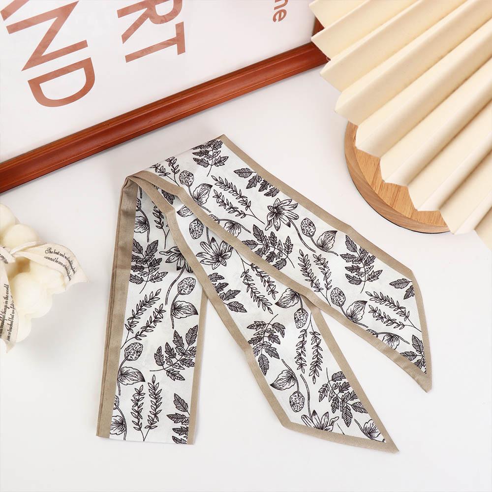 Scarf Leaf Ins Long Scarf Floral Headscarf Spring Hairbands Flower Printed Scarf Women Hair Ribbon Satin Silk Scarf Hair Bands