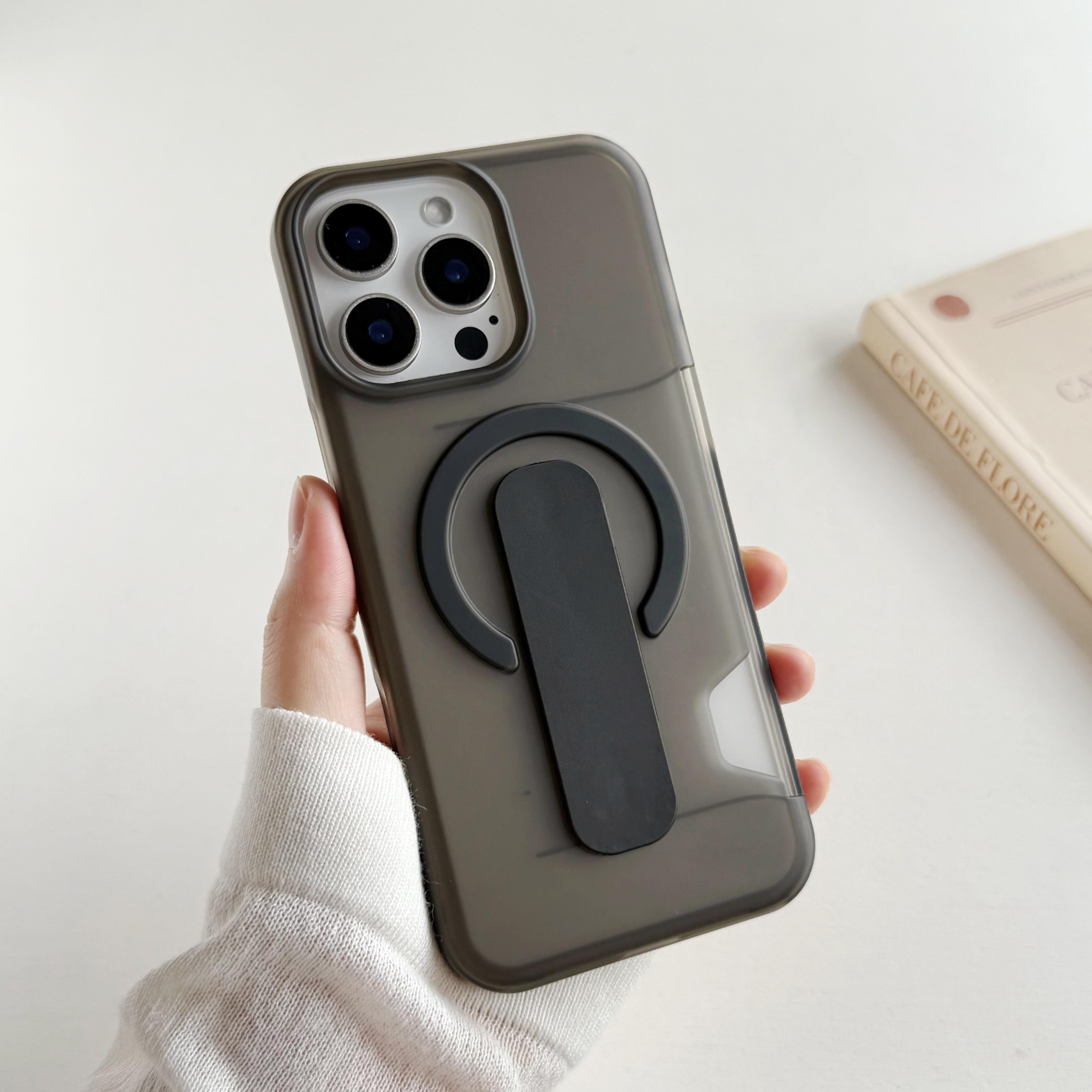 

Ultra Thin Hard PC Card Holder Clear Bracket Grip Magneti Case For iPhone 17 16 15 14 13 Pro Max For Magsafe Charge Cover iPhone 13