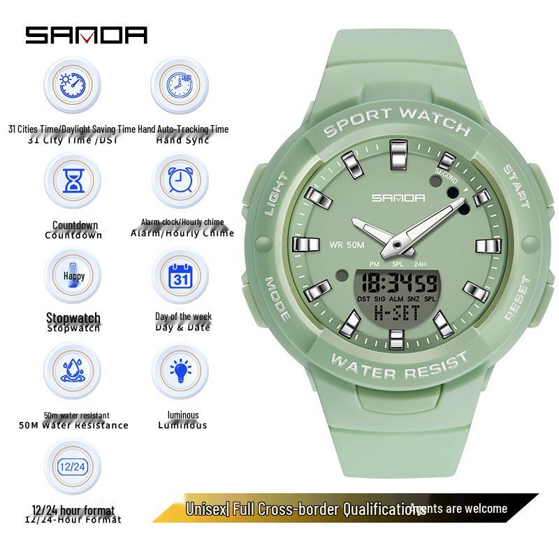 SANDA Dopamine Trend Waterdicht Casual Polshorloge voor Mannen en Vrouwen