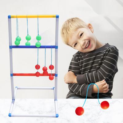 1 סט משחק כדור לזרוק סולם עם 6 כדורי גולף גומי רך הרכבה קלה משפחה מצחיקה ילדים מקורה חיצונית חצר דשא צעצוע לזרוק כדור