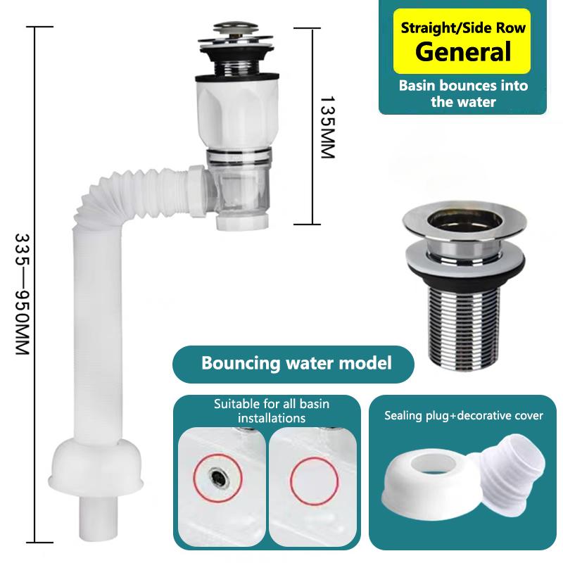 1Set Bathroom Kitchen Sink Drain Pipe Kit Flexible Expandable Anti-Odor Sink Drain Pipe Accessories