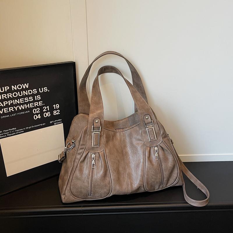 Women's Shoulder Bag Solid Color Large Capacity Travel Commuter Tote Bag