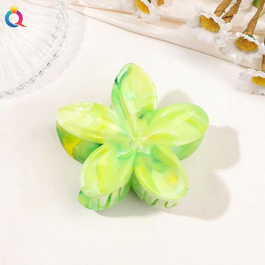2 Pcs Hawaiian Flower Claw Clips for Women,Marble Vein Flower Hair Claw Clips for Thin Hair,Cute Beach Hair Accessories
