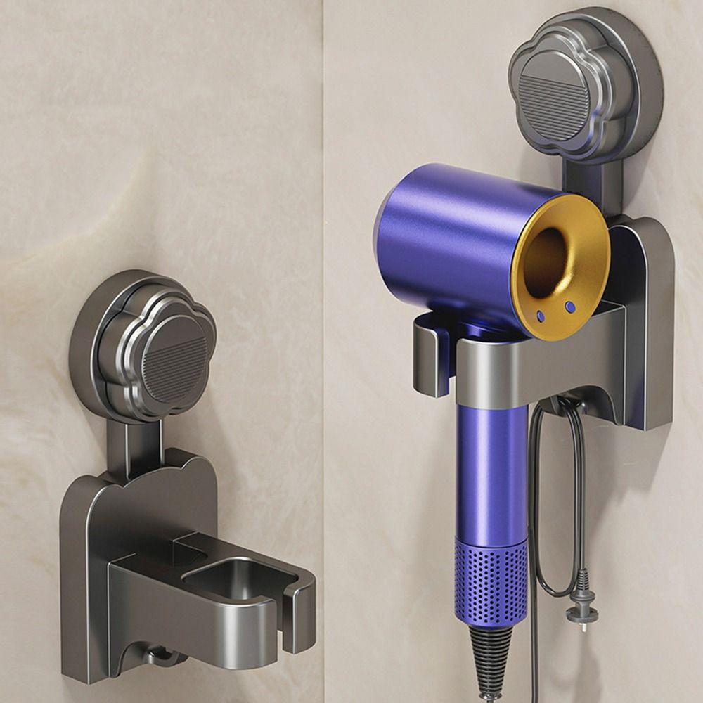 

2Pcs Plastic Blow Dryer Hanger Wall Mounted Hair Dryer Storage Rack Bathroom сірий