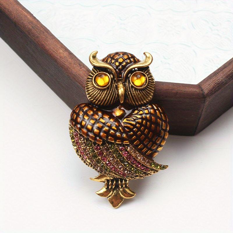 Vintage Rhinestones Owls Animal Brooches Costume Accessories Pins