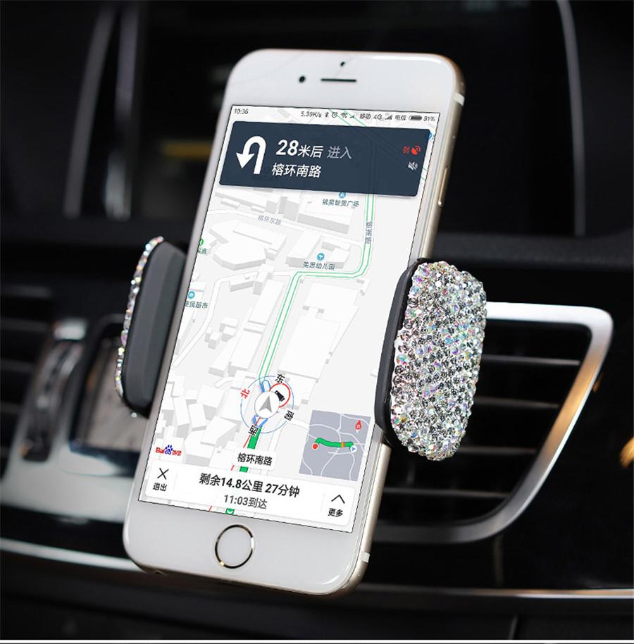 Bling Crystal Car Phone Mount with One More Air Vent Base Cell Phone Holder New