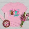 Oh for Peeps Sake Easter Tshirts Cute Bunny Leopard Print Crew Neck Tshirt Cartoon Rabbit Womens Easter Day Classic Tops Tees