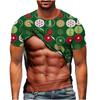 Camiseta Feia de Natal Engraçada com Estampa 3D Masculina Gola Redonda Manga Curta Natal Barriga Falsa Gráfica Camiseta Tops Feios de Natal Masculino Presente
