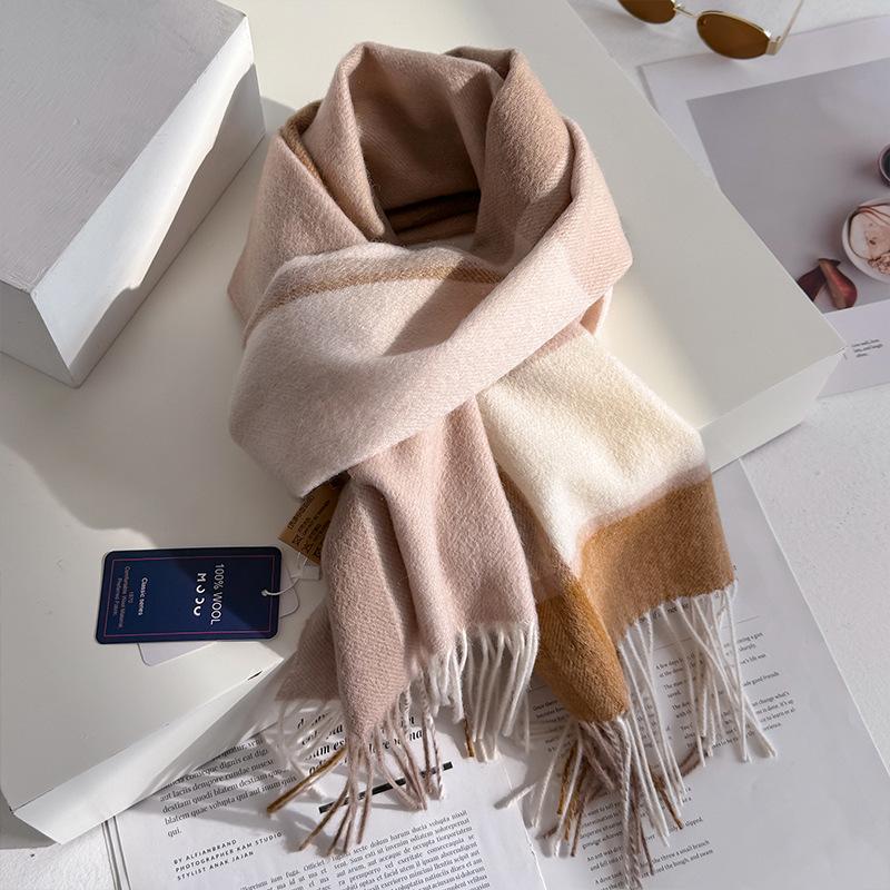 Wollschal für Damen, Herbst/Winter, Vintage-Preppy-Stil, kariert, Wickelschal, Pashmina Mujer Femme Foulard Bufanda Schal Stola