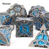 7 Pcs Black Blue Metal Dice Solid Metal Polyhedral Dice Set Suitable for Role-Playing RPG    Board Game Card Game