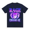 Wut verzehrt mich Katze Wütende Katze Retro Typografie Lustige Grafik T-Shirts Unisex Damen Vintage Ästhetik Baumwolle Kurzarm T-Shirts