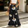 Damen Palazzo-Hose mit Taschen Hoher Bund Kordelzug Lässig Lockerer Schnitt Lange Hose für den Alltag