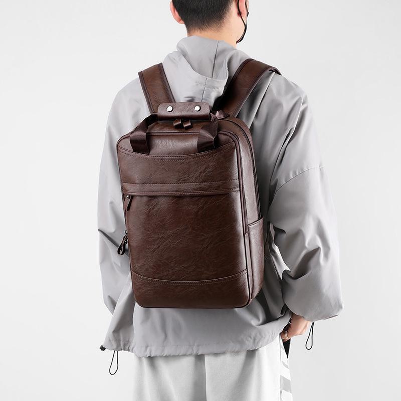Men's PU Backpack - Large Capacity College, Business, Travel & Casual Bag