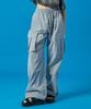 KOLEAT Summer Cooling Crinkly Wide Elastic Waist Big 3D Cargo Slacks Pants [Sky Gray]