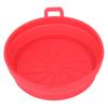 Foldable Fryer Silicone Liner Food Grade High Temperature Resistant Round Fryer Silicone Pot Red Diameter 21CM