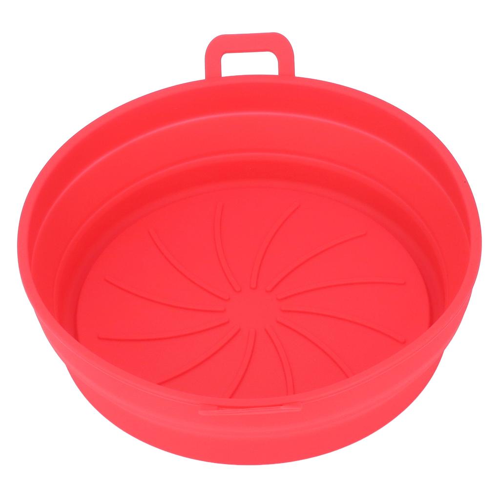 Foldable Fryer Silicone Liner Food Grade High Temperature Resistant Round Fryer Silicone Pot Red Diameter 21CM