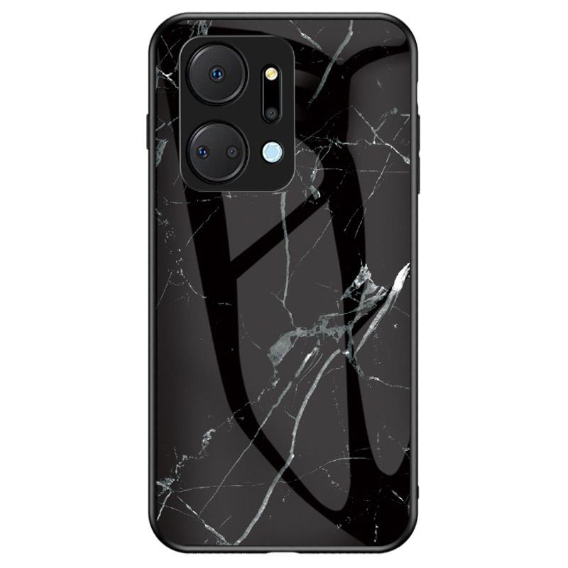 Cell Phone Case for Honor X7a 5G,Marble Pattern Tempered Glass+PC +TPU Phone Cover