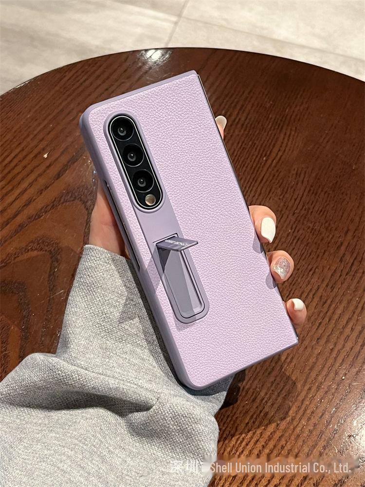 

Складной чехол из кожи Litchi с невидимой подставкой для Honor Magic V3 и Mate X5 — защита от падений. Honor Magic V2 светло-фиолетовый