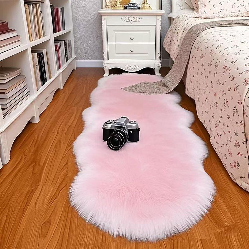 Cross-border Long-Pile Carpets: Irregular Faux Wool Rugs for Living Room, Bay Window, and Bedside
