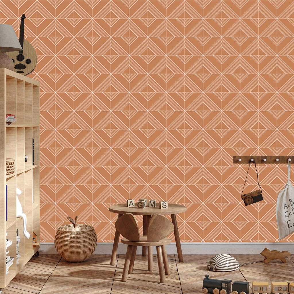Geometric Orange and Peach Rhombus Wallpaper 50x1000