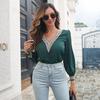 Chiffon Blouse Lace Tops Elegant Chic Women's Solid Color Long Sleeve V Neck Autumn Winter S-XL