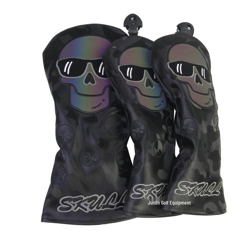 Waterproof Embroidered Skull Golf Club Head Cover - 3 Colors