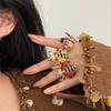 Geometric Insect Drip Oil Ring Rhinestone Painting Ring Fashion Chunky Enamel Ring  Party