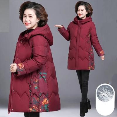 Women Winter Korean Loose Long Thick Warm Puffer Coat Middle-aged Elderly Plus Size Padded Elegant Parkas