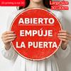 2D Flat, 1pc Round Aluminum Hanging Sign, Vintage Distressed Red Background White Spanish Text Abierto Empuje La Puerta Print, Shop Cafe Bar