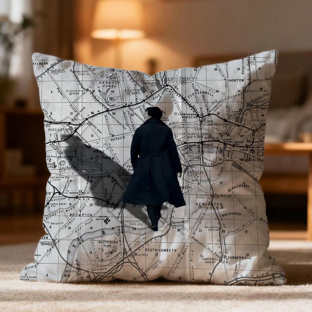 Hot S-SSherlock Holmes Cushion Cover Soft Washable Pillow Case Multi-Scene for Couch Bed Travel Office Use