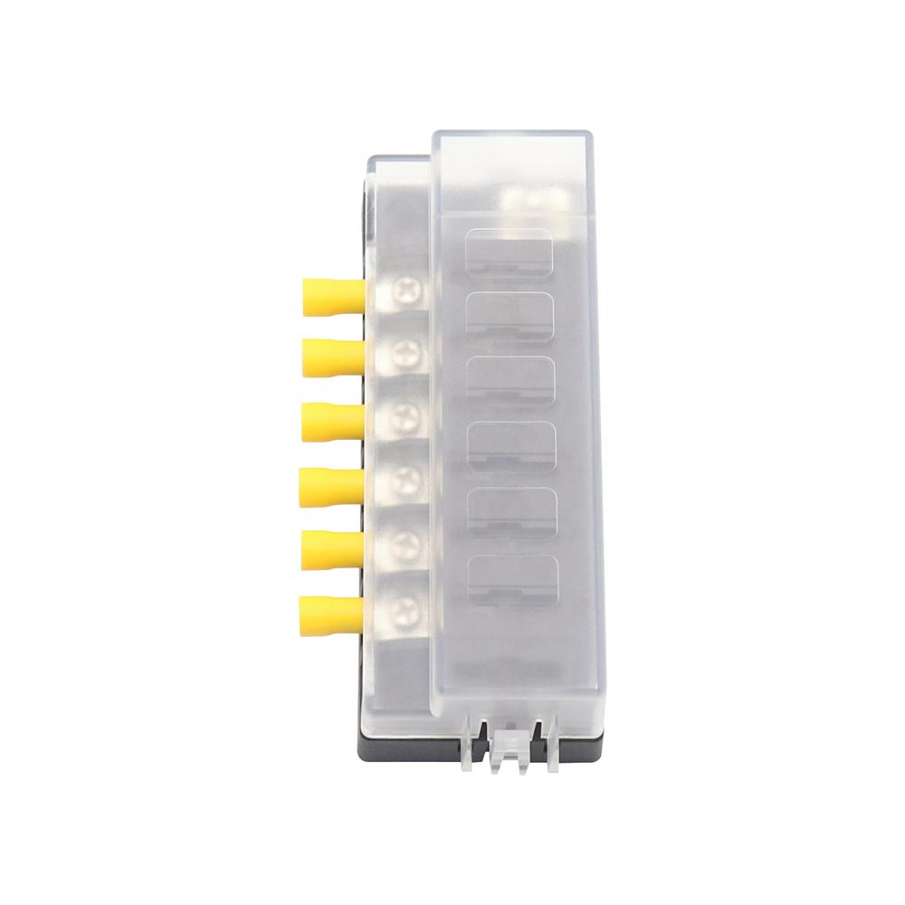 6-Way Compact Fuse Box with Single Input and 6 Outputs