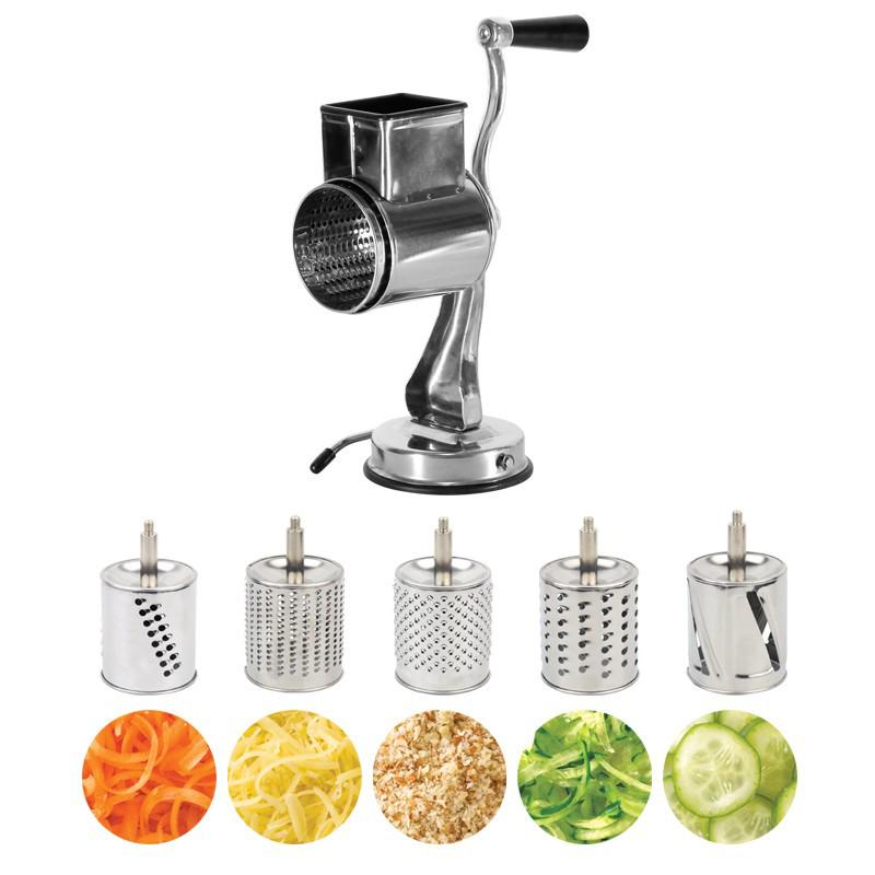 Hand-Cranked Stainless Steel Vegetable and Fruit Slicer with Suction Cup